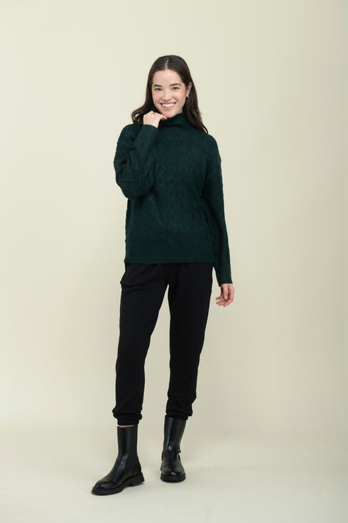 Ella-Cabled Mock Neck